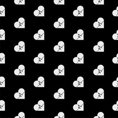 Obraz premium Heartbeat, heart beat pulse seamless pattern isolated on black background