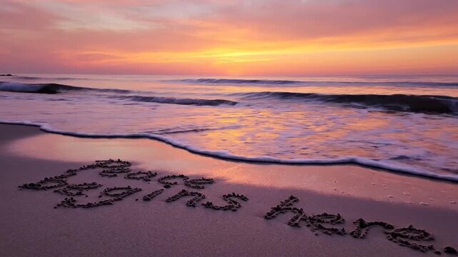 Serene Beach Sunset with Inspirational Message - Peace Begins Here.