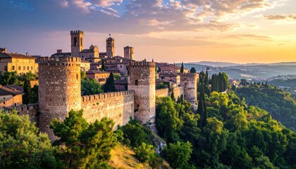 Obraz premium San Gimignano at Sunset - A Medieval Tuscan Hill Town.