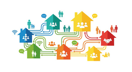 Connected Community Houses Network, Family, Communication, and Partnership Icons