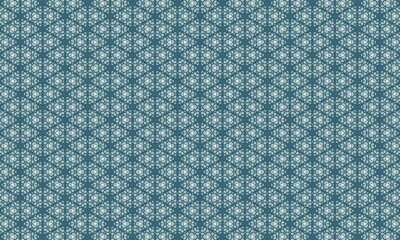 Teal and white geometric pattern with intricate floral designs