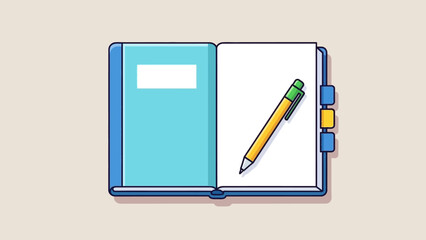 Open Notebook with Pencil and Colorful Tabs for Study.