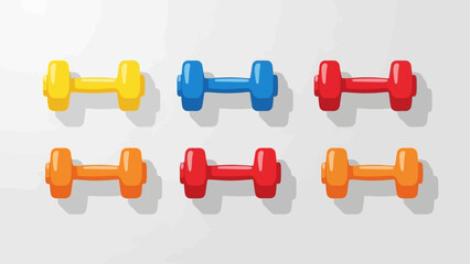 Colorful Dumbbells Set Ready For Workout.