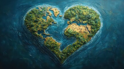 On a vibrant blue canvas, the Earth's heart beat strong, as ESG green energy, a sustainable industry, thrived, reminding us of the importance of loving and protecting our planet on Earth Day 