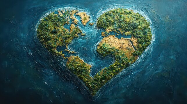 On a vibrant blue canvas, the Earth's heart beat strong, as ESG green energy, a sustainable industry, thrived, reminding us of the importance of loving and protecting our planet on Earth Day 