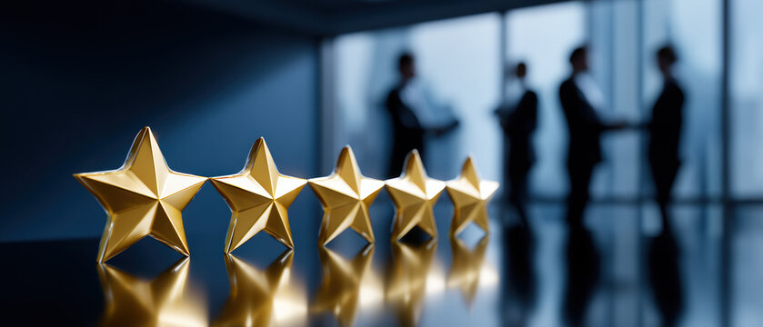 Golden stars ranking successful business professionals achievement