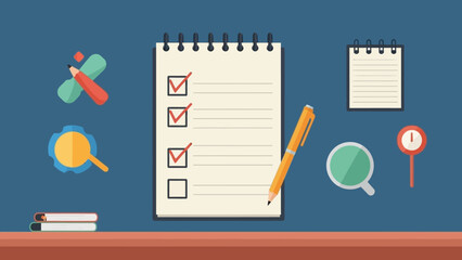 Productive Office Desk Setup with Checklist and Stationery.