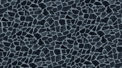 Seamless dark charcoal gray and black irregular stone pattern texture, perfect for architectural backdrops, rugged surface designs, and abstract decorative elements