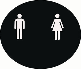 Restroom toilet icon set. A modern minimalist toilet logo showing a male figure on the left and a female figure on the right, separated by a vertical line, designed in clean black.