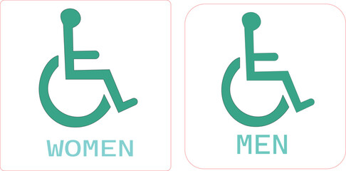 Restroom toilet icon set. A modern minimalist toilet logo showing a male figure on the left and a female figure on the right, separated by a vertical line, designed in clean black.