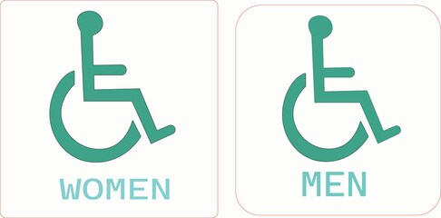 Restroom toilet icon set. A modern minimalist toilet logo showing a male figure on the left and a female figure on the right, separated by a vertical line, designed in clean black.