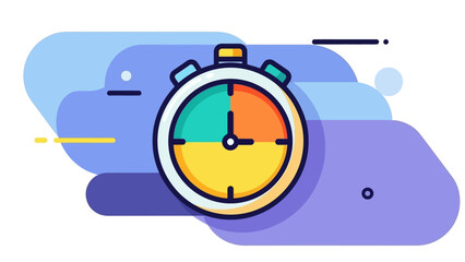 Colorful Stopwatch Illustration Emphasizing Time Management.