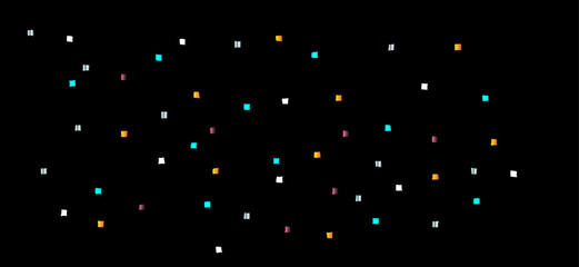 Celebration Confetti Squares Sprinkle Across Black Background in a Playful Colorful Festive Scene.