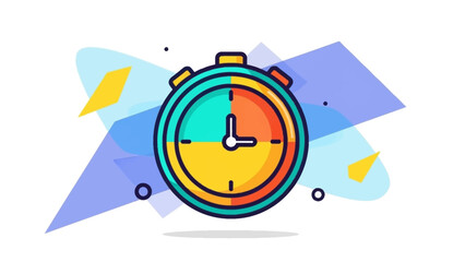 Colorful Stopwatch Illustration With Dynamic Abstract Background.