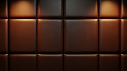 Fototapeta premium Elegant Brown Leather Upholstery with Warm Spotlights Creating a Luxurious Textured Background.