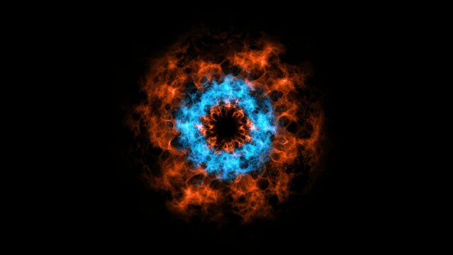 Energy burst exploding fire and plasma shockwave