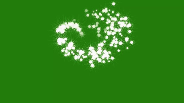 White glitter sparkles trail, glowing pixie dust burst, Christmas stars sparkle line, shining transition, curved stars motion,shimmering particles twinkle effect on transparent green background. 4k