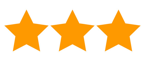 Obraz premium Three Orange Stars, stars customer product rating review, Modern star. Rating Icon Set on Transparent Background 