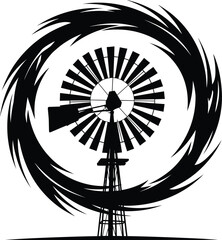 Windmill Circular Abstract Silhouette Vector