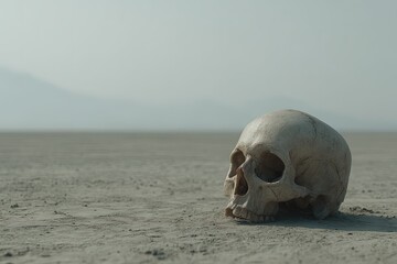 Skull In Dusty Desert Landscape
