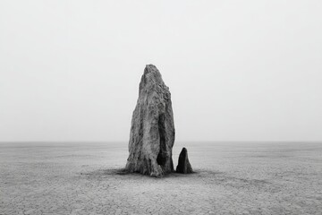 Monolith Structure In Gray Landscape