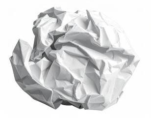 A ball of crumpled white paper against a clean white background