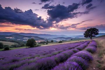 lavender field at sunset