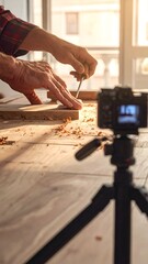 a camera that takes pictures of woodworking