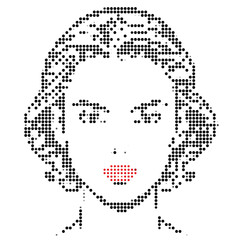 Naklejka premium Halftone Portrait Woman Face Dot Pattern Design Element