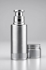 Silver Cosmetic Bottle And Jar Packaging Design