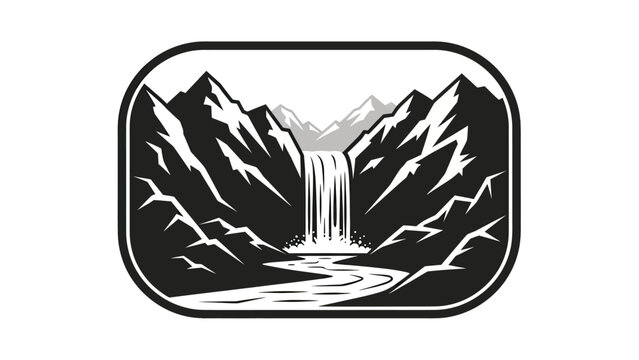 Majestic Waterfall Cascading Through Rugged Mountain Landscape.