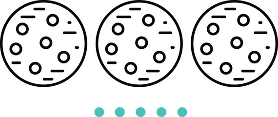 Minimalist Vector Icon Set Representing Chocolate Chip Cookies Sweet Pastry Treats Bakery Snacks and Professional Food Retail Branding Concepts