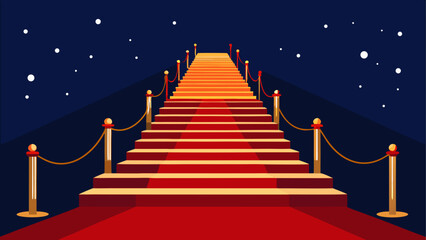 Luxury red carpet stairs on white, black, and dark backgrounds symbolize a VIP gala entrance for a prestige Hollywood movie premiere award celebration
