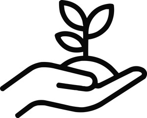 Growth & Development Outline Icon Hand Nurturing Plant