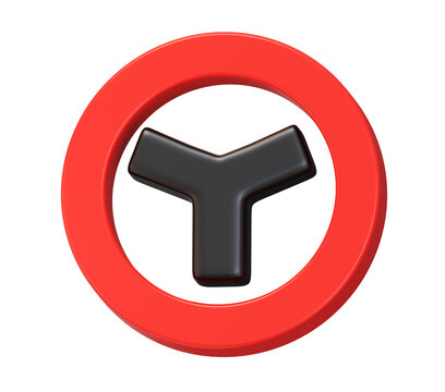 3D Red Traffic Sign Collection with Parking Roundabout No Entry and Direction Arrows