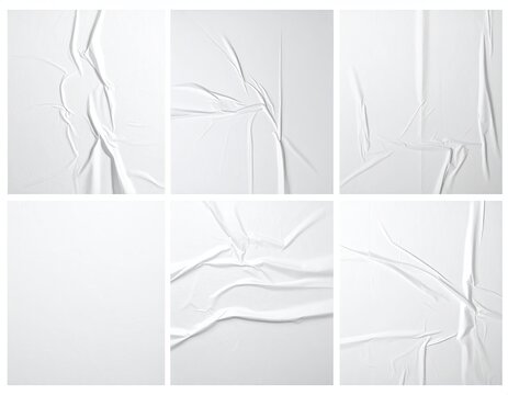 Wrinkled, glued white sheets. Abstract backgrounds