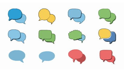 Obraz premium Modern hand drawn colorful speech bubble icons vector collection isolated on white background