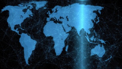 Global network connecting world map data communication