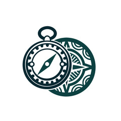 Fototapeta premium Decorative Compass with Polynesian Style Pattern Vector