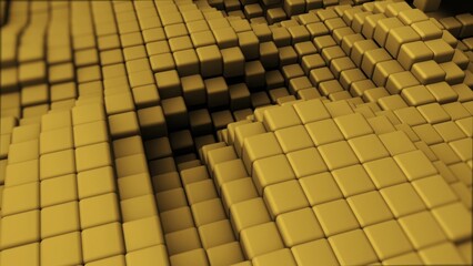 Yellow 3D cubes creating abstract geometric pattern