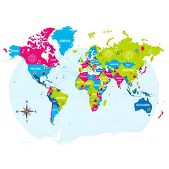 Colorful world map highlighting countries