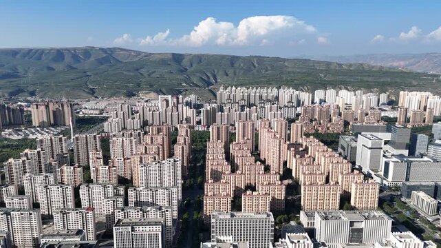 Xining Skyline Aerial View - Urban Landscape with Mountains