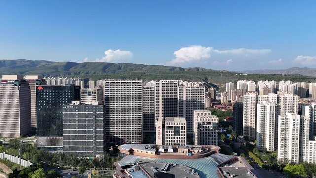 Xining Skyline Aerial View - Urban Cityscape with Mountains