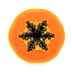 Cross section of a ripe papaya