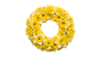 Yellow flower wreath isolated on transparent background