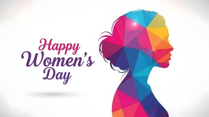 Colorful Geometric Silhouette of Woman's Profile for International Women's Day happy women's day
