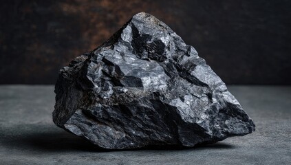 Dark, jagged rock formation on textured surface