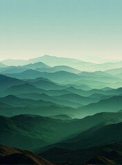 Obraz premium Layered mountain range under a gradient sky