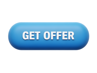 Realistic blue 'get offer' button with white text, perfect for website promotions and attracting customers