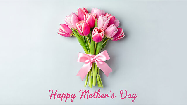 Pink Tulips Bouquet Mothers Day Gift. - Powered by Adobe